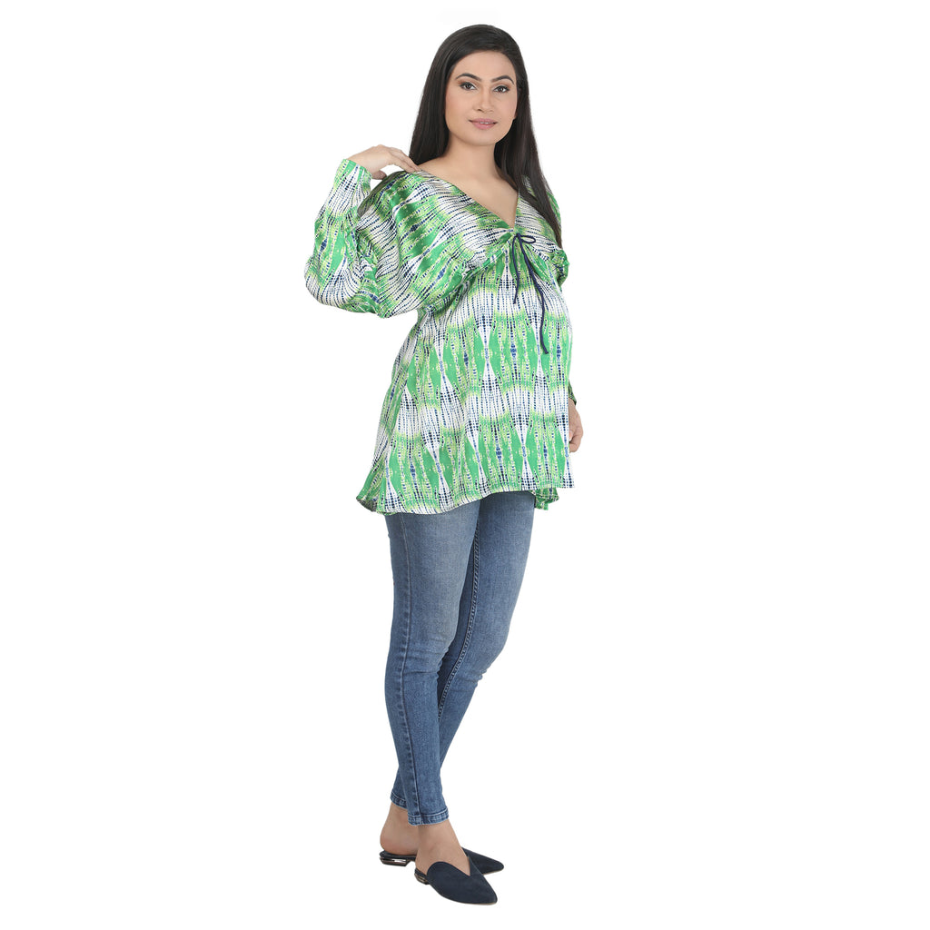 Tunic: Green Abstract Print
