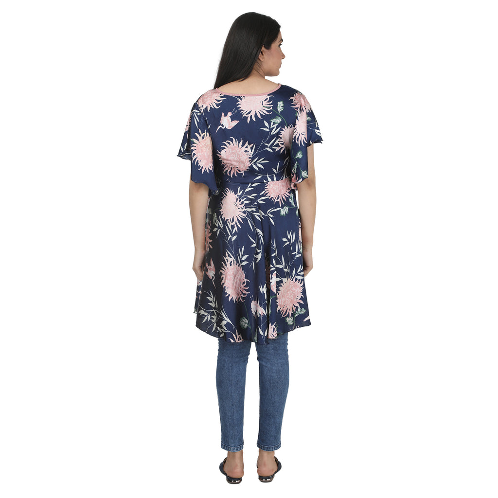 Navy Blue Floral Maternity Tunic