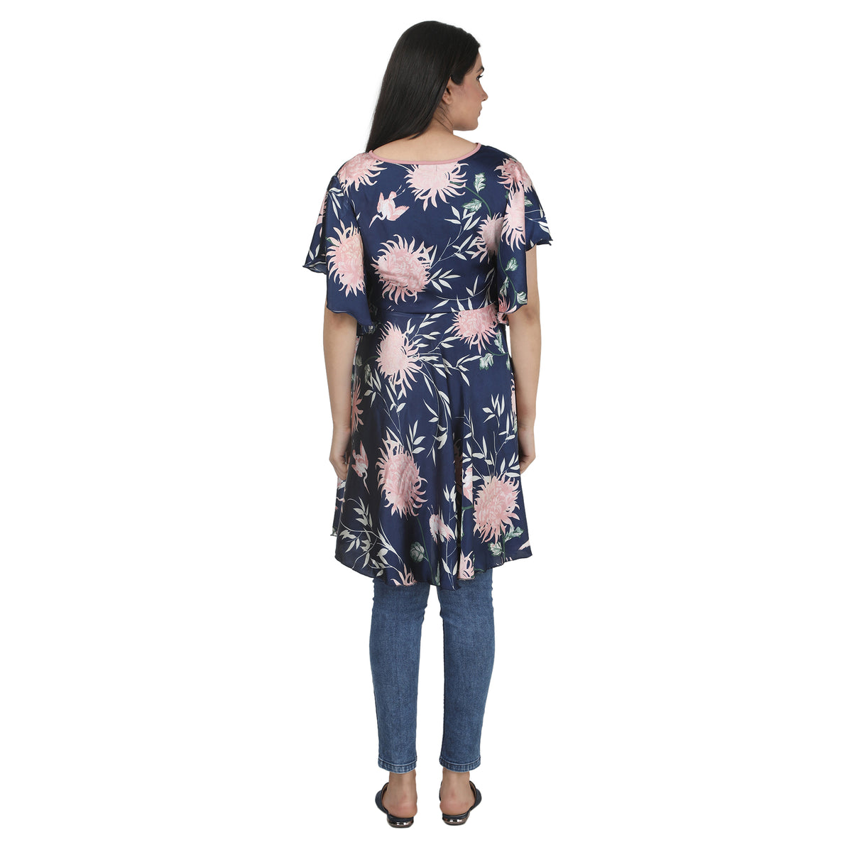 Navy Blue Floral Maternity Tunic