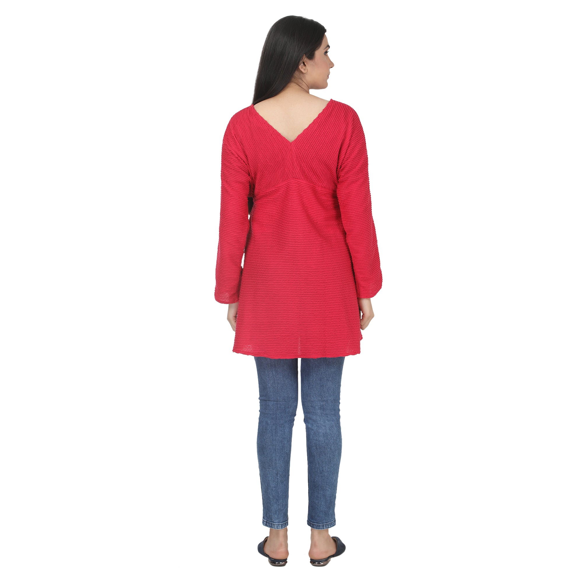 Tunic: Pink Textured Knot-Front Maternity Tunic