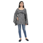 Black & Cream Printed Maternity Tunic with Flared Sleeves