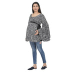 Black & Cream Printed Maternity Tunic with Flared Sleeves