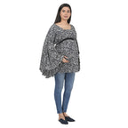 Black & Cream Printed Maternity Tunic with Flared Sleeves