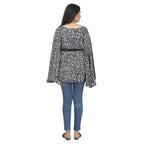 Black & Cream Printed Maternity Tunic with Flared Sleeves