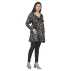 Black & White Polka Dot Maternity Tie-Front Tunic