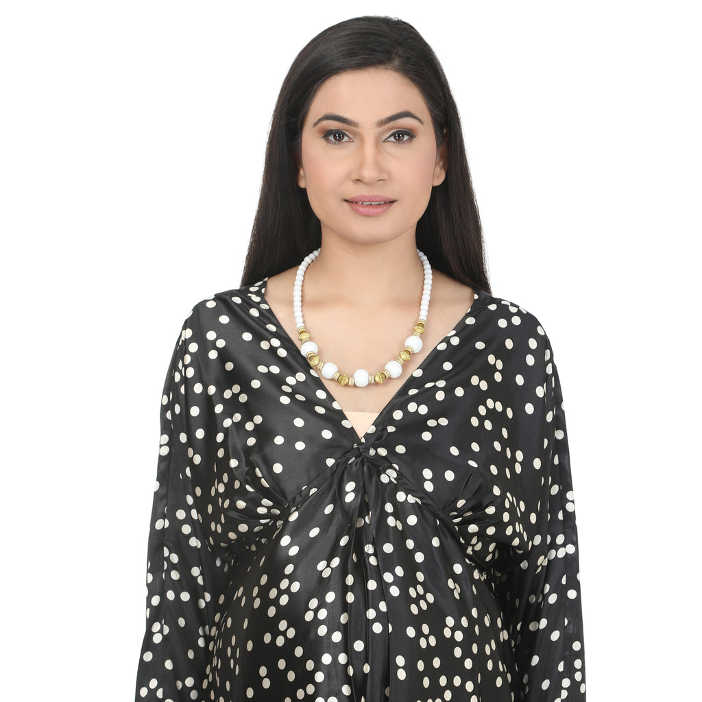 Black & White Polka Dot Maternity Tie-Front Tunic