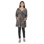 Black & Beige Striped Fuzzy Maternity Tunic