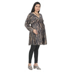 Black & Beige Striped Fuzzy Maternity Tunic