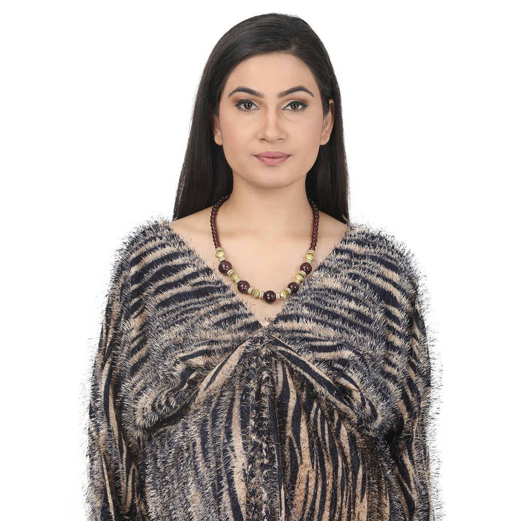 Black & Beige Striped Fuzzy Maternity Tunic