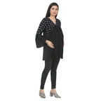 Black Printed Pleated Maternity Tunic with Bell Sleeves