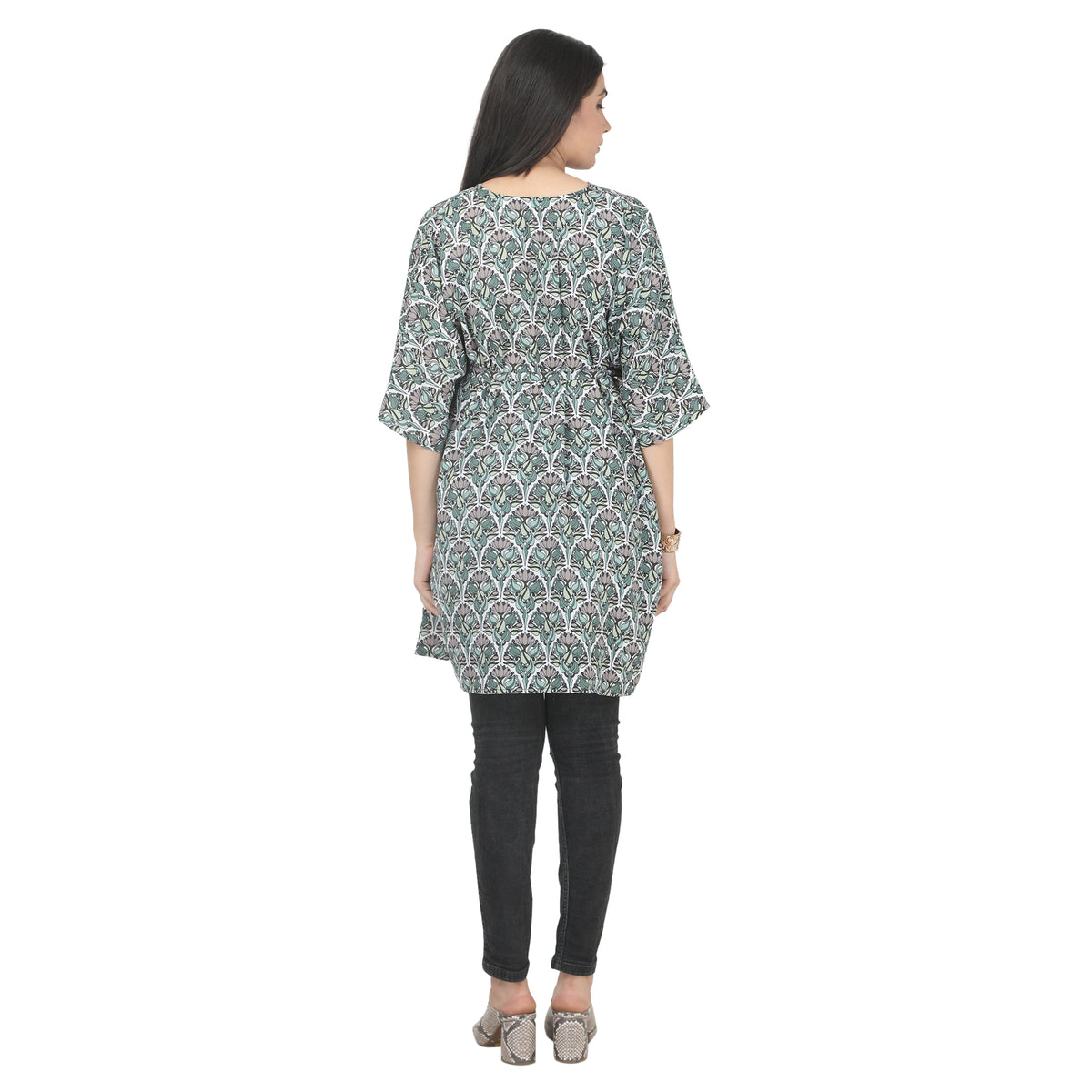 Green Floral Printed Maternity Kaftan Tunic