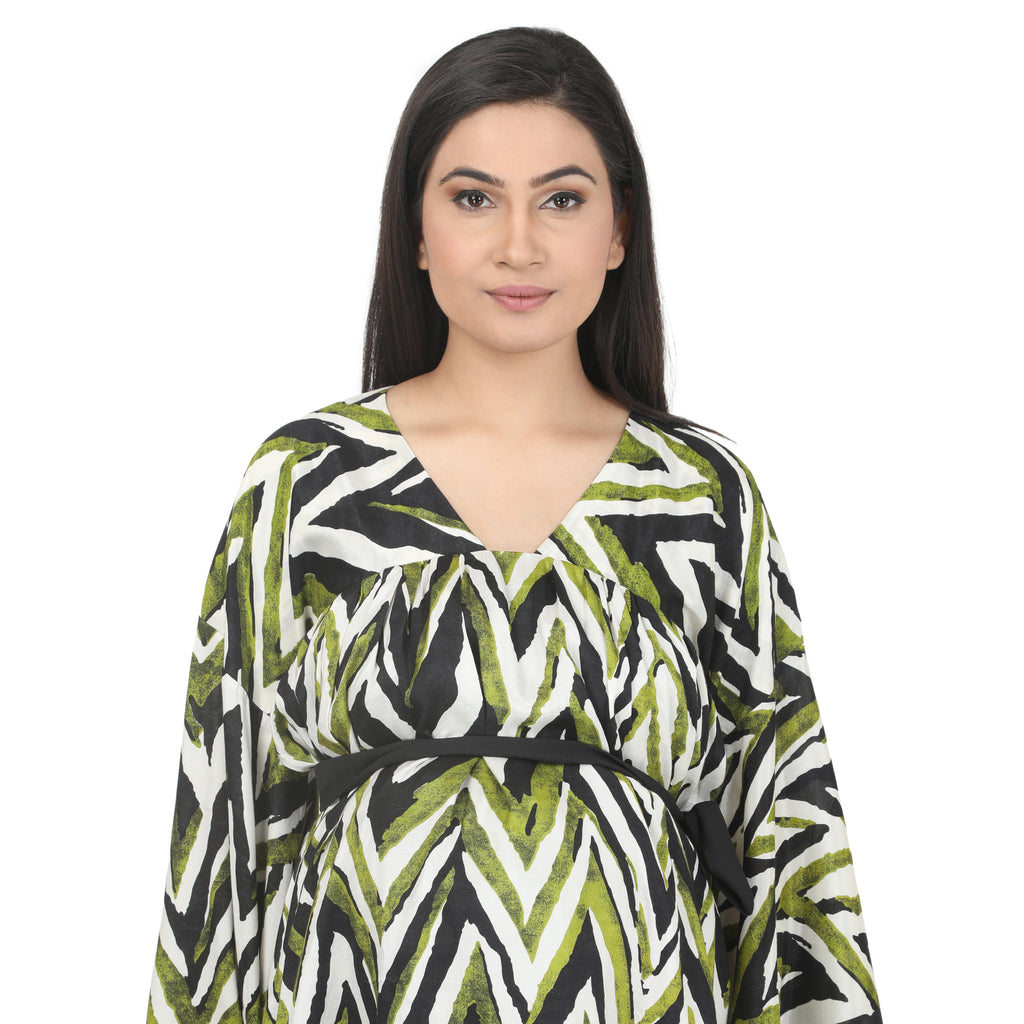 Olive Green & Black Printed Maternity Tunic