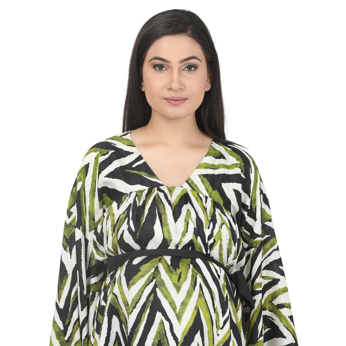 Olive Green & Black Printed Maternity Tunic