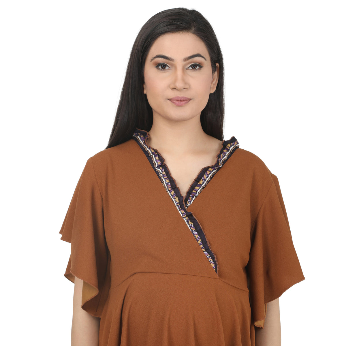 Rust Brown Maternity Flared Tunic