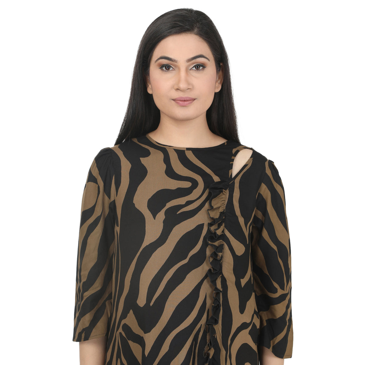 Black & Fauji Green Abstract Print Maternity Tunic