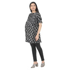 Black Printed Maternity Tunic with Back V-Neck