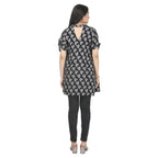 Black Printed Maternity Tunic with Back V-Neck