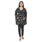 Black & White Printed Tie-Detail Maternity Tunic