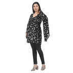 Black & White Printed Tie-Detail Maternity Tunic