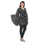 Black & White Printed Tie-Detail Maternity Tunic