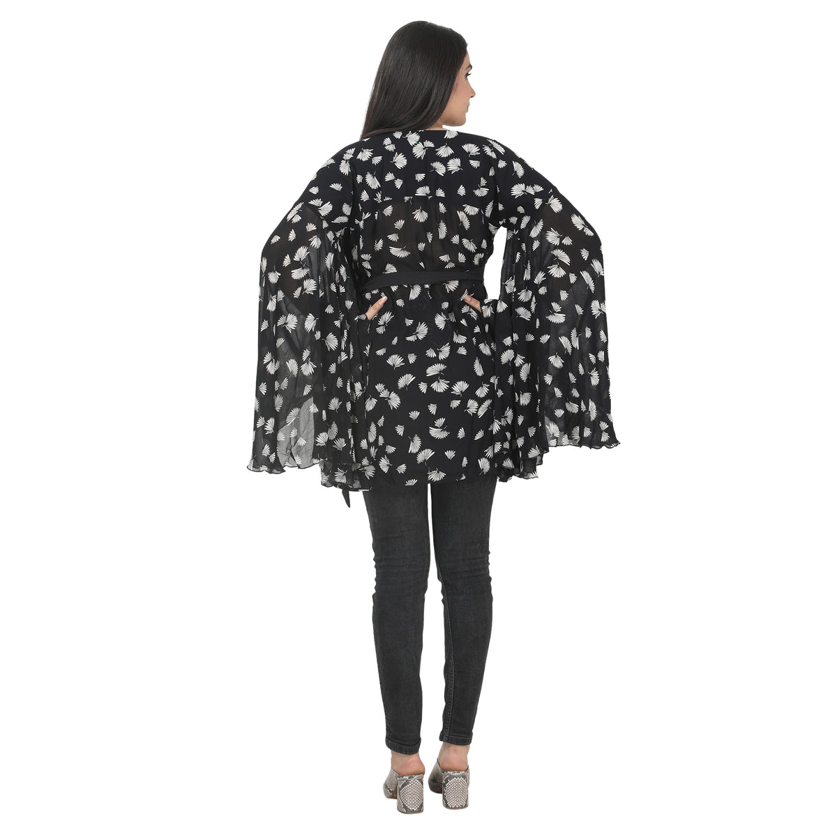 Black & White Printed Tie-Detail Maternity Tunic