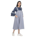Blue Denim Stripe Maternity Midi Dress