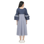 Blue Denim Stripe Maternity Midi Dress