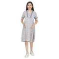 Knee Length: Yoke Grey Dress