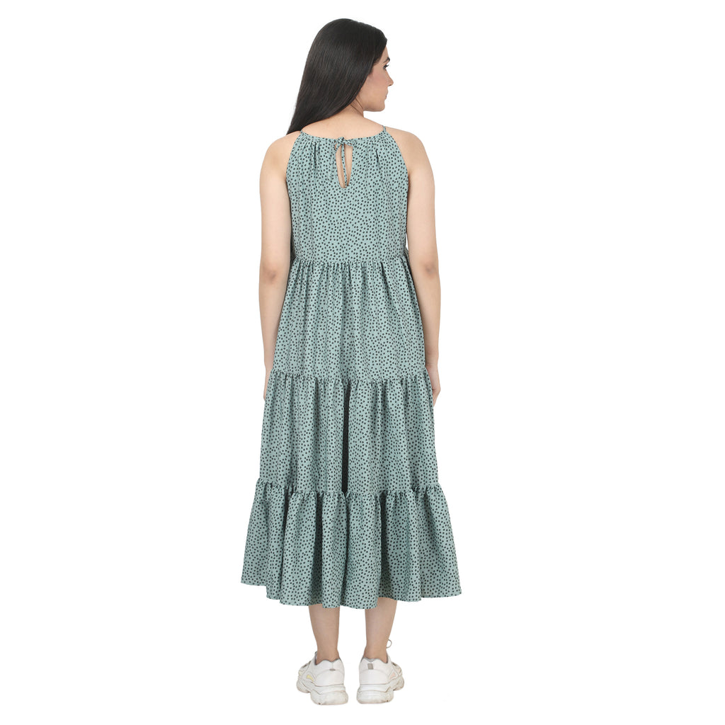 Sage Green Printed Tiered Maternity Midi Dress