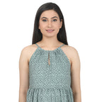 Sage Green Printed Tiered Maternity Midi Dress