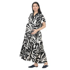Black & White Abstract Printed Maternity Wrap Dress