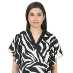 Black & White Abstract Printed Maternity Wrap Dress