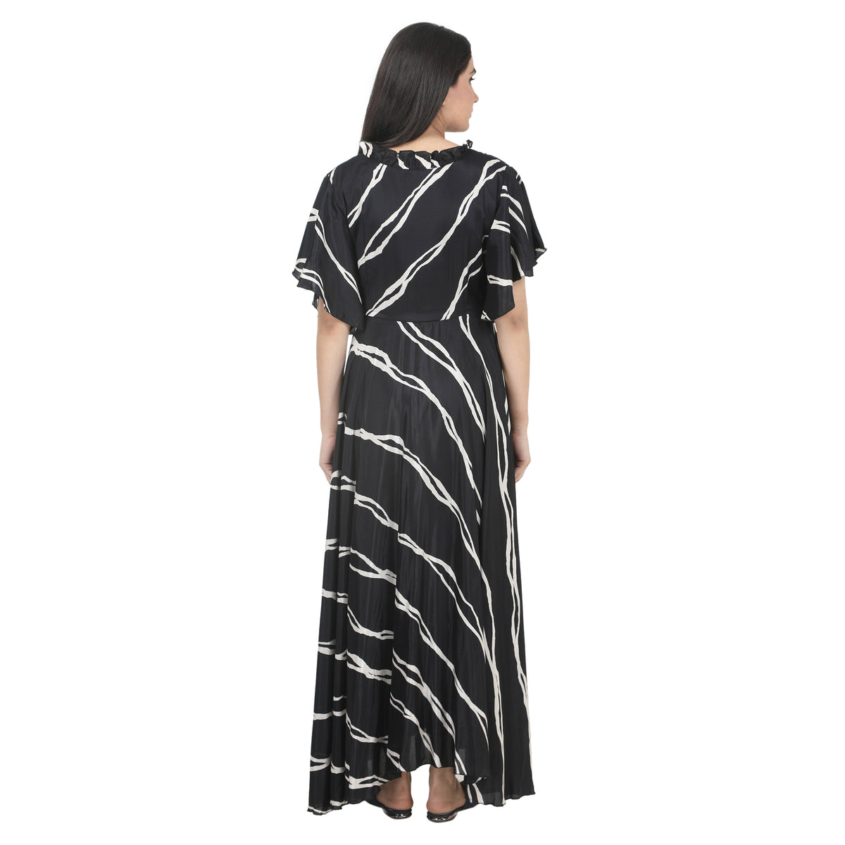 Black & White Printed Wrap Maternity Maxi Dress