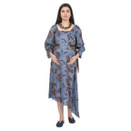 Blue & Brown Printed Asymmetrical Maternity Dress