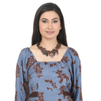 Blue & Brown Printed Asymmetrical Maternity Dress