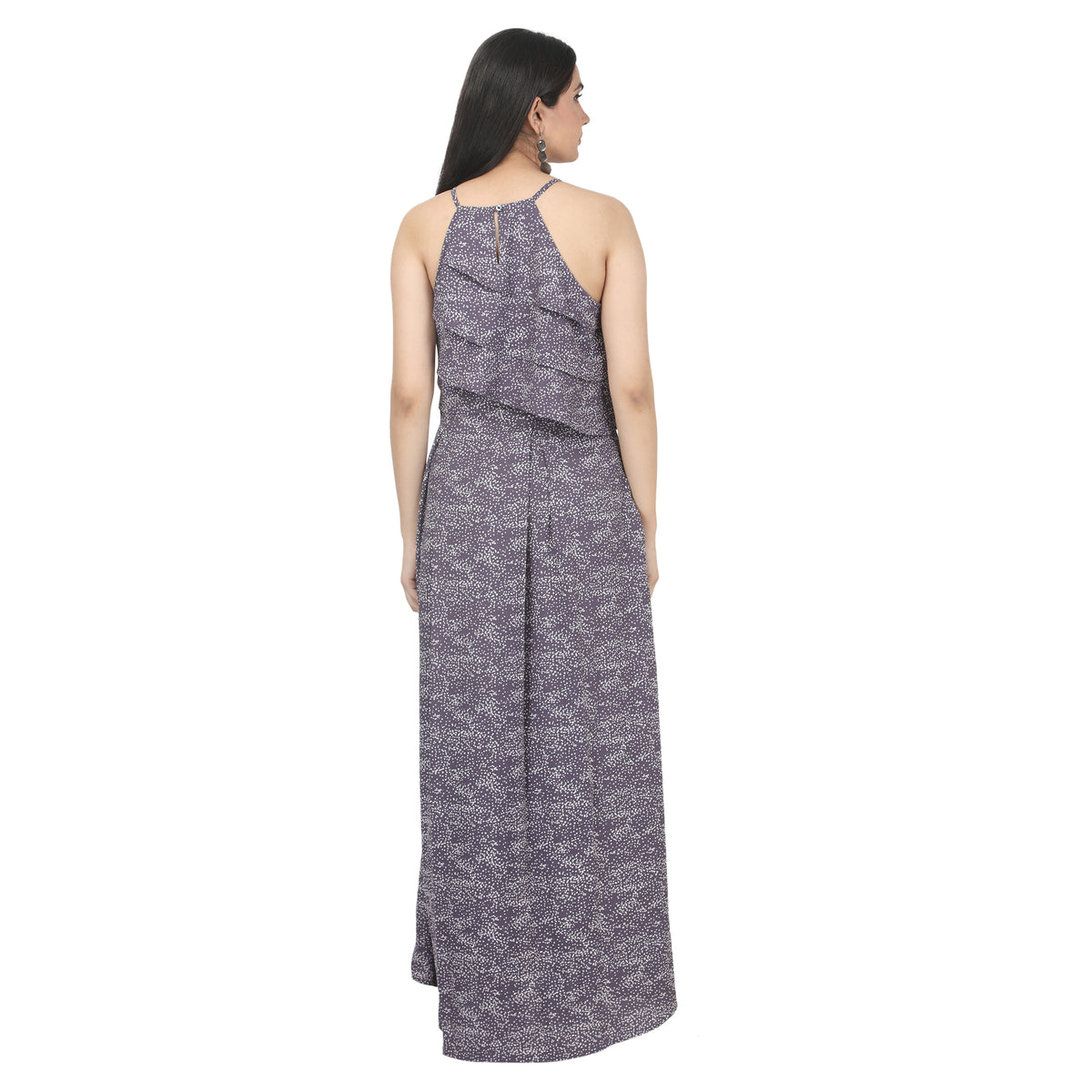 Blue Printed Layered Maternity Maxi Dress