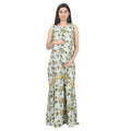 Long Dress: Light Mint Yellow Boat Shaped Neckline