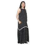 Black & White Polka Dot Tiered Maternity Maxi Dress