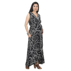 Black & White Printed Wrap Maternity Maxi Dress