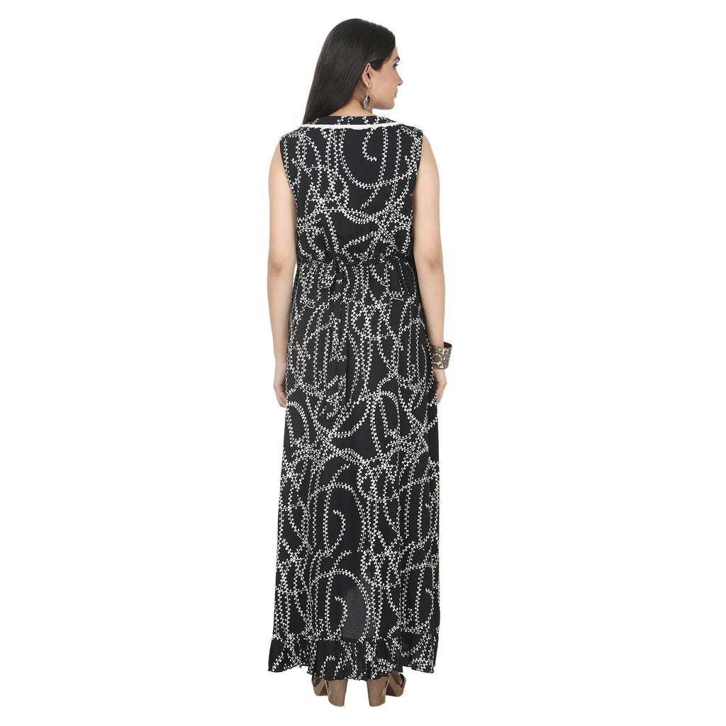 Black & White Printed Wrap Maternity Maxi Dress