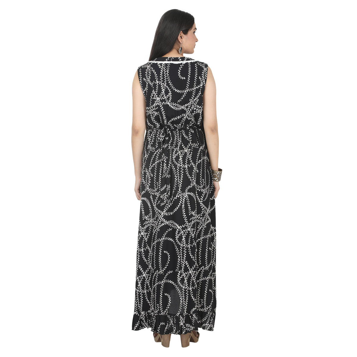 Black & White Printed Wrap Maternity Maxi Dress