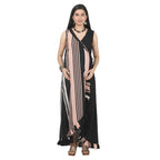 Black & Blush Pink Striped Wrap Maternity Dress