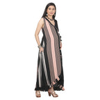 Black & Blush Pink Striped Wrap Maternity Dress
