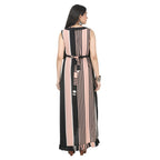 Black & Blush Pink Striped Wrap Maternity Dress