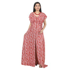 Rust & White Paisley Printed Front-Zip Maternity Maxi Dress