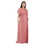 Rust & White Paisley Printed Front-Zip Maternity Maxi Dress