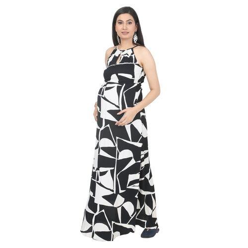 Maxi Dress: Black &amp; White Abstract Print