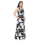 Black & White Abstract Print Maternity Maxi Dres