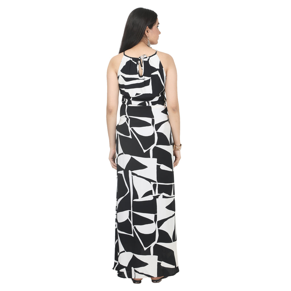 Maxi Dress: Black &amp; White Abstract Print