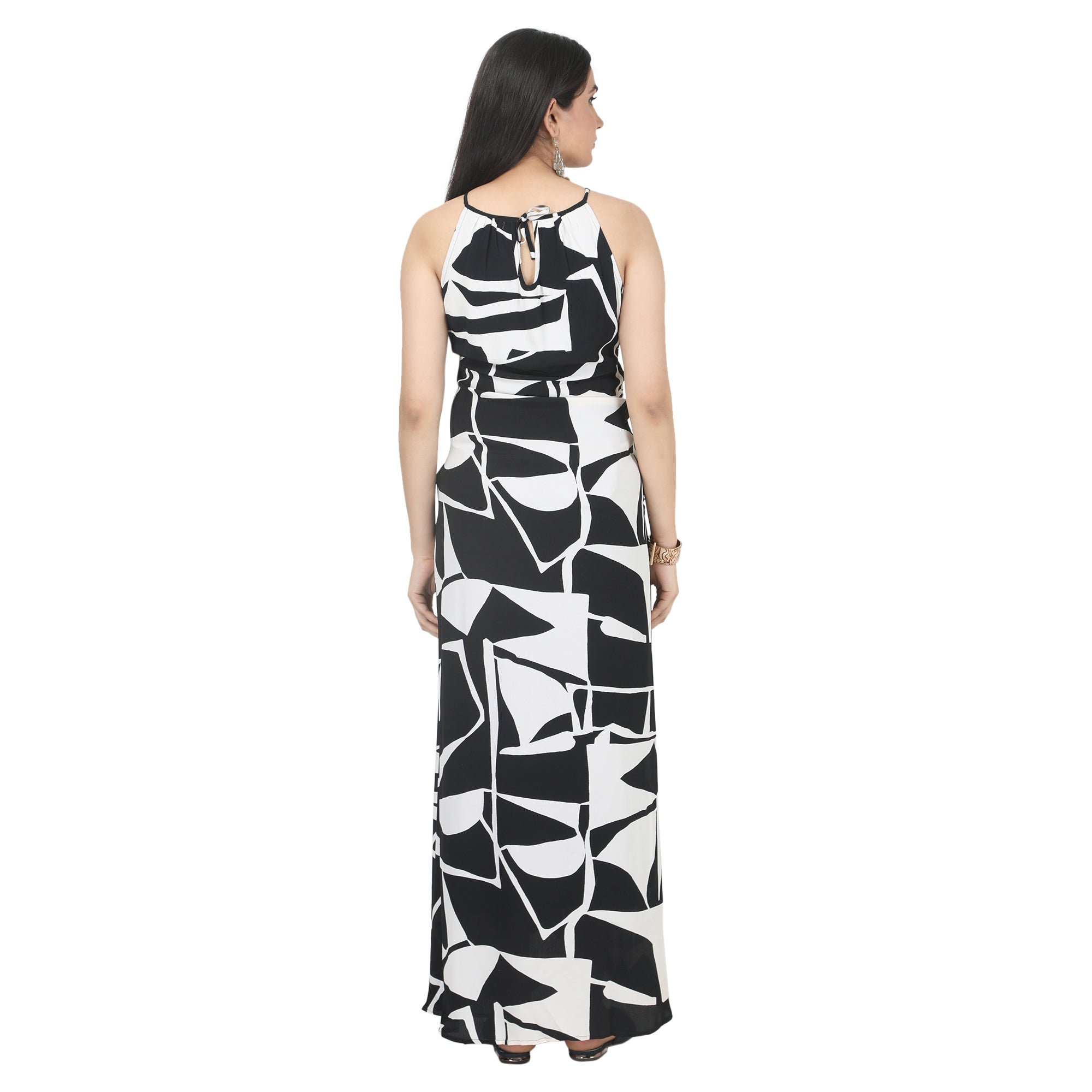 Maxi Dress: Black &amp; White Abstract Print